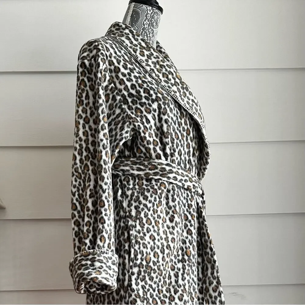 Vintage Leopard Print Robe by Charter Club size XS Animal Print Blanket Coat - Picture 3 of 8